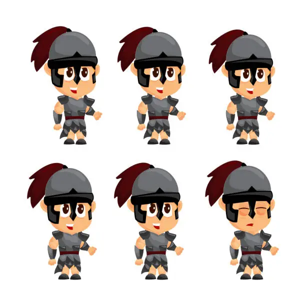 Vector illustration of Spartan Cartoon Idle Game Character Animation Sprite Template