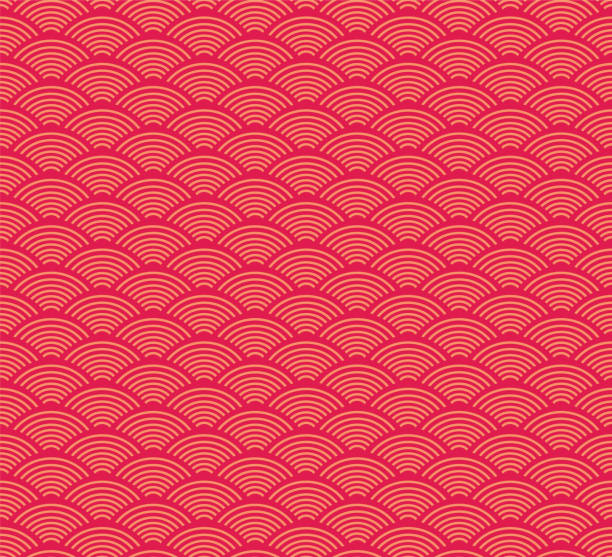 Chinese New Year Dragon Scale Seamless Pattern Background. Vector Illustration Flat Design. Chinese New Year And Chinese Ethnicity Design Concept. cloud outline background stock illustrations