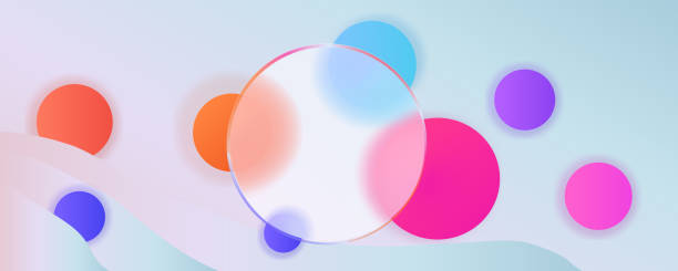 istock Banner in the Glassmorphism style. Transparent glass, and behind it blurred circles. 1300081330