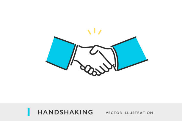 ilustraciones, imágenes clip art, dibujos animados e iconos de stock de apretón - estrechar las manos ilustraciones