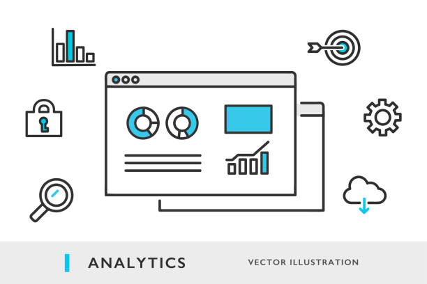 ilustrações, clipart, desenhos animados e ícones de análise de data - scrutiny analyzing finance data