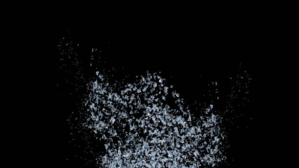 istock Water Splash with droplets on black background. 3d illustration. 1300087726
