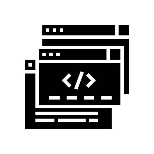Vector illustration of code windows glyph icon vector illustration