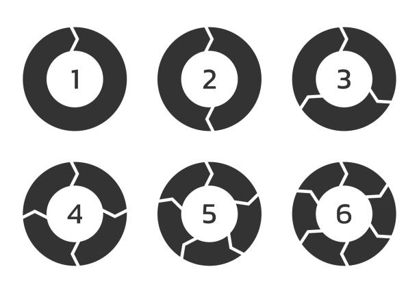 ilustraciones, imágenes clip art, dibujos animados e iconos de stock de diagrama de ciclo con flechas establecidas. 1,2,3,4,5,6 pasos gráfico circular o gráfico circular. concepto de presentación empresarial. ilustración vectorial. - one two three four