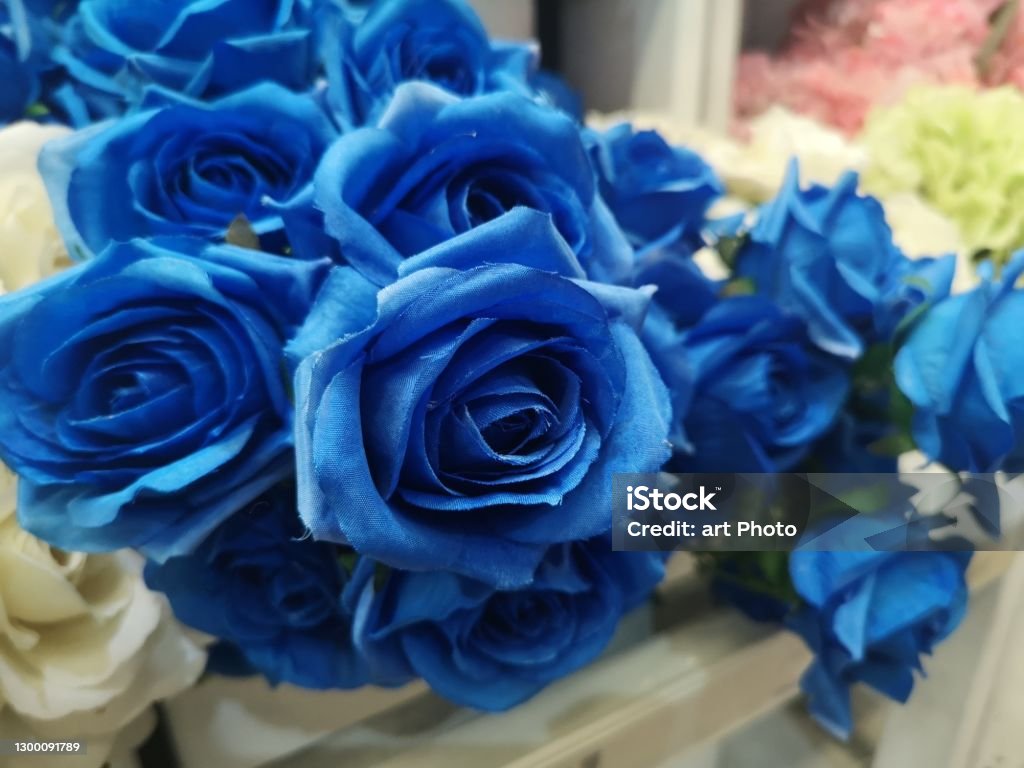 Dark Blue Color Rose Handmade Artificial Bouquet Flowers ...