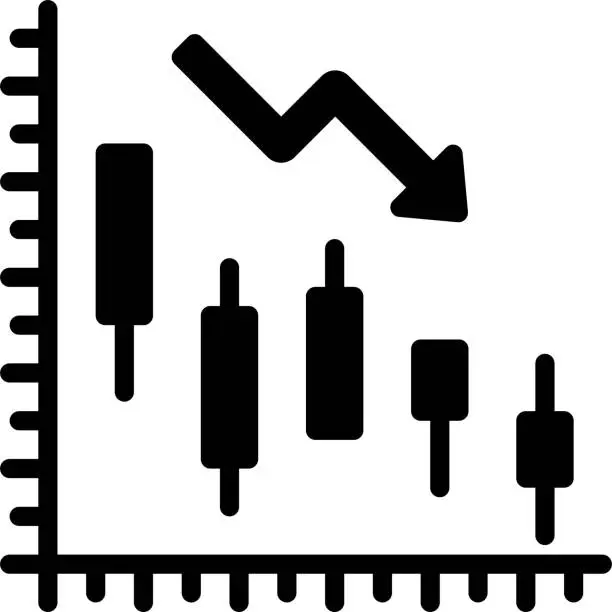 Vector illustration of Decreasing Bar chart icon, Bankruptcy related vector