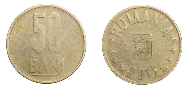 istock Romania fifty bani coin isolated on white background 1300097718