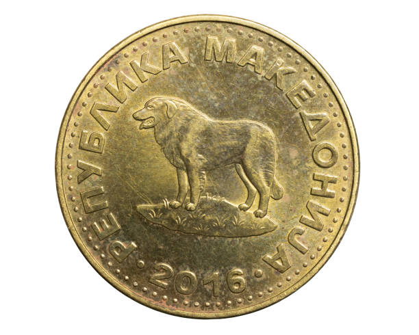 istock one macedonian denar coin  isolated on white background 1300097775