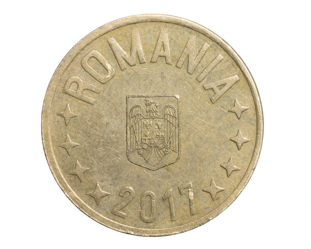 istock Romania fifty bani coin isolated on white background 1300097783