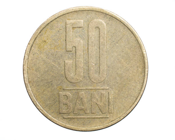 istock Romania fifty bani coin isolated on white background 1300097789