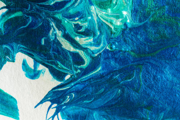 istock Turquoise blue abstract background in the technique of fluid art. 1300098018