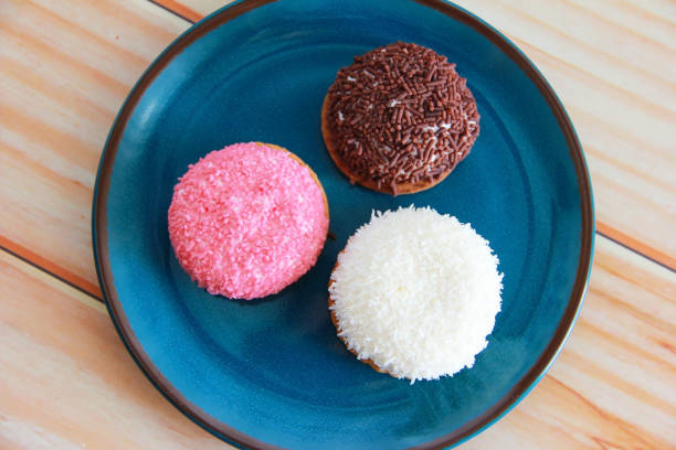 sweet marshmallows on cookies with pastry sprinkles