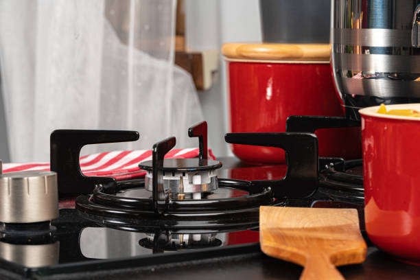 istock Burning gas stove burner in a kitchen 1300099905