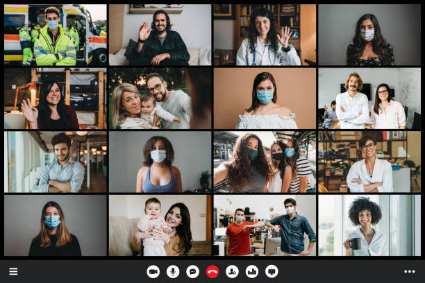 Screenshot of a videoconference with many people connecting together