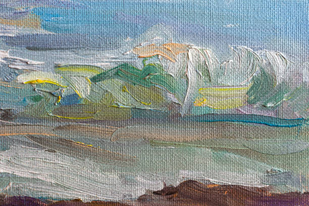 istock Abstract blue sea background with oil paint. Summer art background. 1300102409