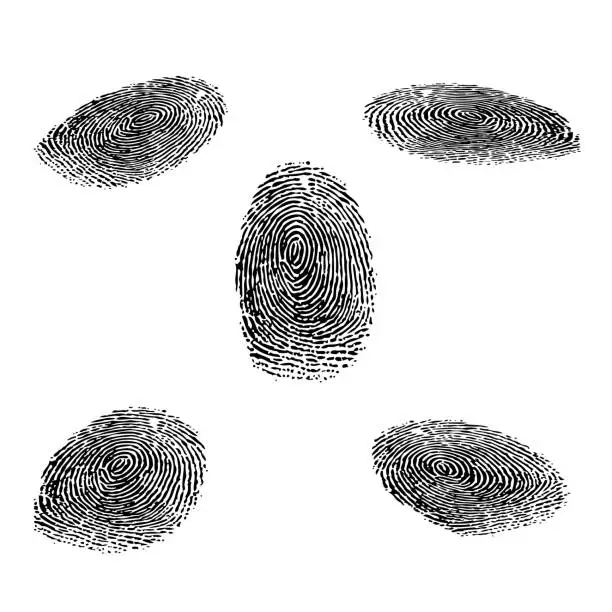 Vector illustration of Fingerprint outline isometric silhouette