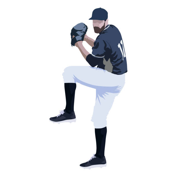 野球選手、抽象的なベクトルイラスト、フロントビュー - baseballs baseball silhouette baseball player点のイラスト素材／クリップアート素材／マンガ素材／アイコン素材