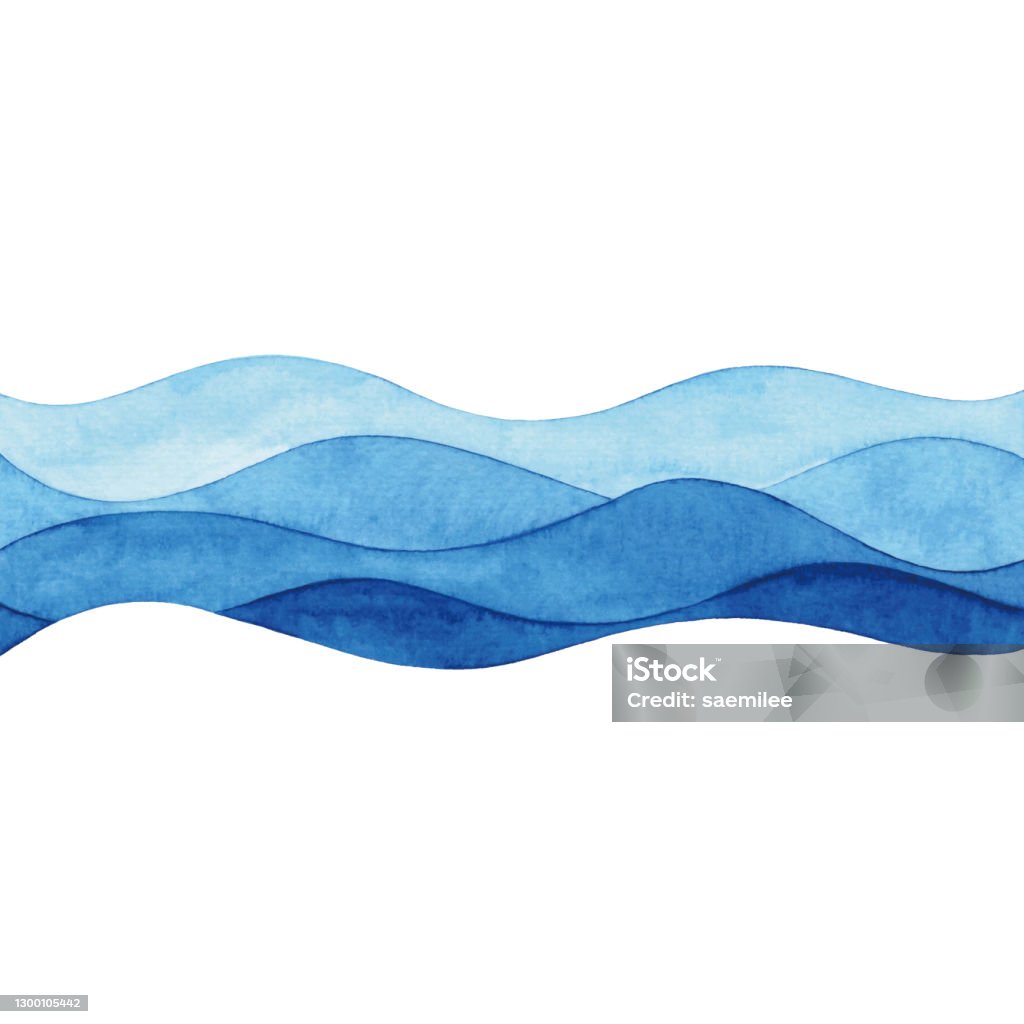 Watercolor Abstract Blue Waves Vector illustration of background with blue waves. Wave - Water stock vector