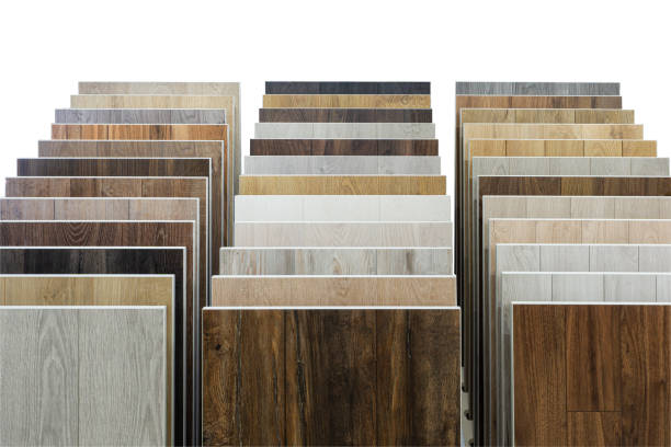 istock Laminate background. Samples of laminate or parquet with a pattern and wood texture for flooring and interior design. Production of wooden floors 1300106230