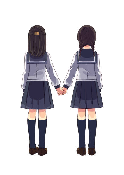 Ilustración de Dos Chicas Con Uniformes Marineros Cogidos De La Mano y más Vectores Libres de Derechos de Espalda - Partes del cuerpo - iStock Ilustración de Dos Chicas Con Uniformes Marineros Cogidos De La Mano y más Vectores Libres de Derechos de Espalda - Partes del cuerpo - iStock