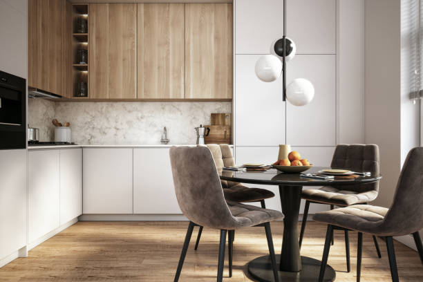 istock Modern kitchen and dining room interior stock photo 1300106681