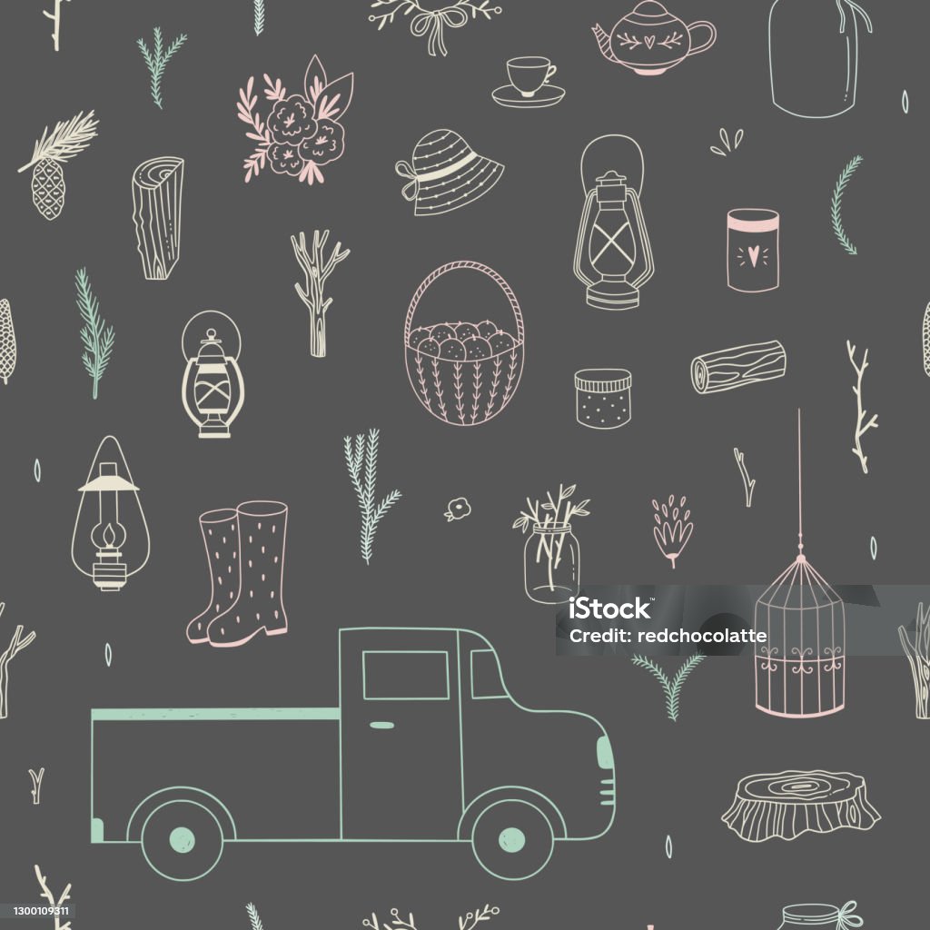 Free Vector File Rustic Patterns Rustic Seamless Pattern Vector Background With Village Life ...