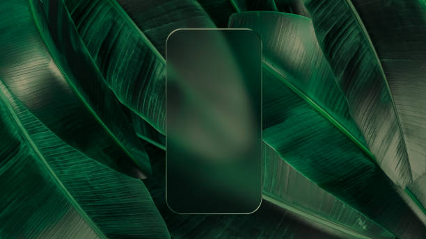 Frosted glass frame of a phone template with blank screen. 3D Illustration stock photo