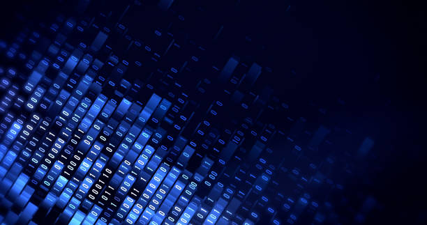 Binary Code - Blue Background - Data Transfer, AI, Cloud Computing Binary code with copy space, perfectly usable for a wide range of topics like data processing, cloud computing, hacking, digital surveillance or artificial intelligence. digital code stock pictures, royalty-free photos & images