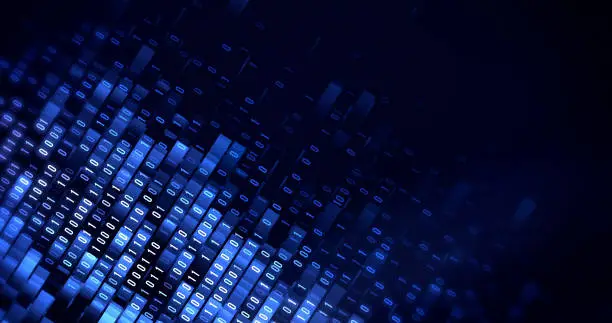 Photo of Binary Code - Blue Background - Data Transfer, AI, Cloud Computing