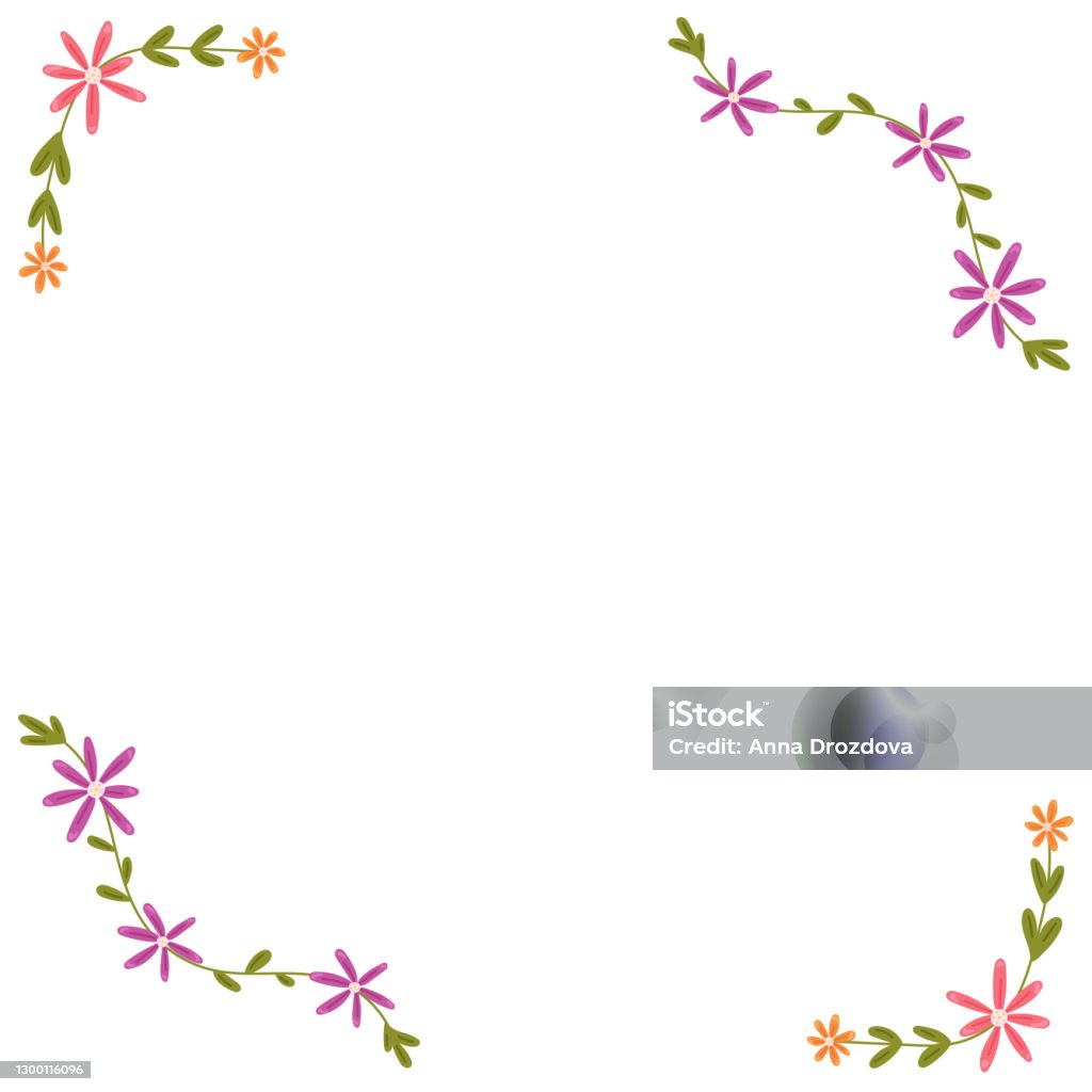 Floral Vector Edging Floral Frame With Edging On The Borders Stock Illustration - Download ...