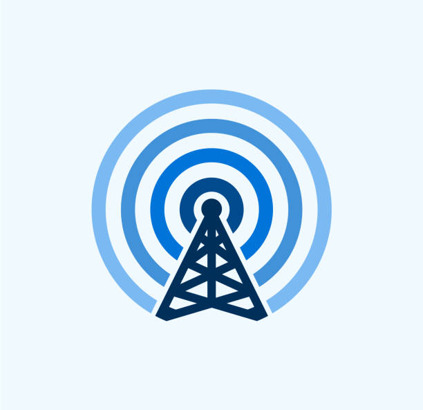 illustrazioni stock, clip art, cartoni animati e icone di tendenza di comunicazione towe - tower isometric communications tower antenna