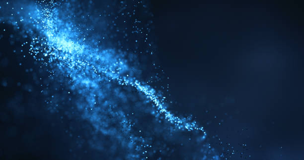 Particles In The Dark - Abstract Background With Copy Space - Blue, Water, Design Digitally generated abstract background image, perfectly usable for a wide range of topics. particle stock pictures, royalty-free photos & images