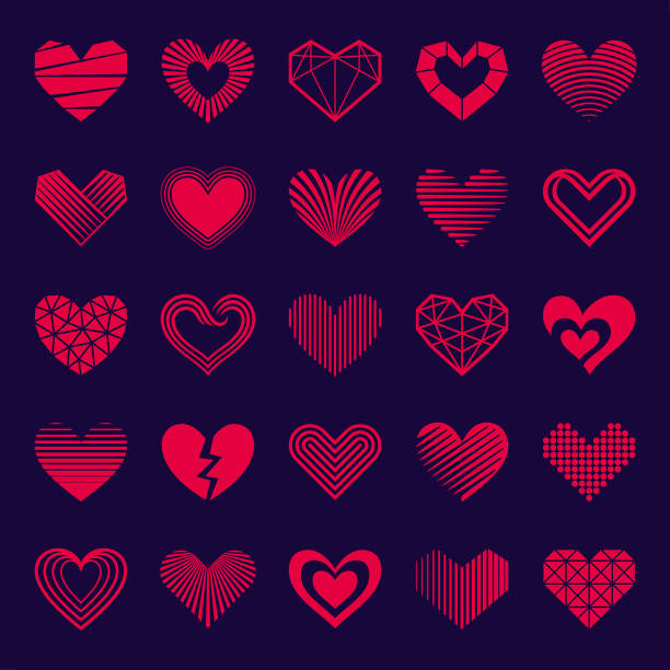 Hearts Vector hearts icons. Different variations and shapes. heart shape stock illustrations