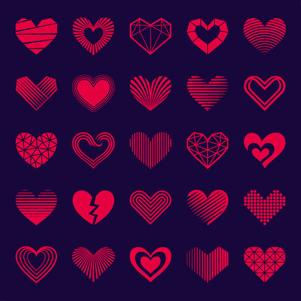 Hearts Vector hearts icons. Different variations and shapes. anatomical heart stock illustrations