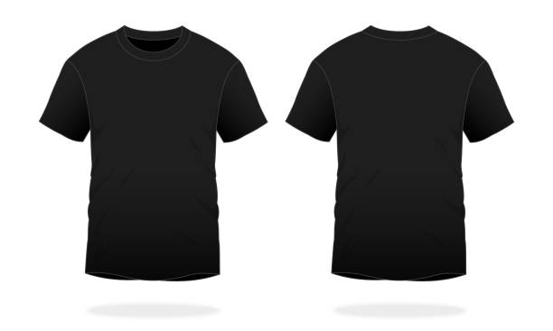 Blank Black T-Shirt Vector For Template Front And Back View black color stock illustrations