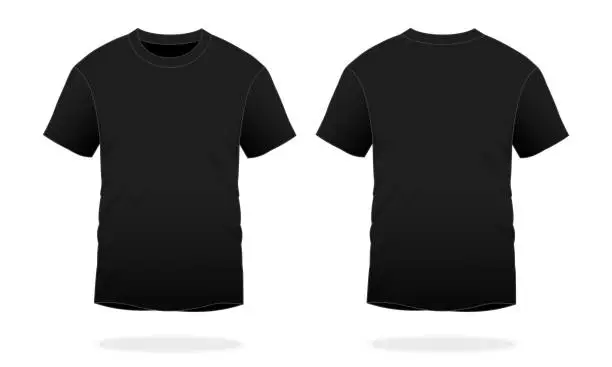 Vector illustration of Blank Black T-Shirt Vector For Template