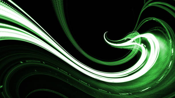istock green car lights at night. long exposure 1300126238
