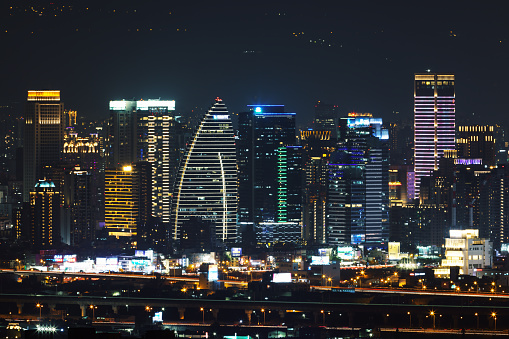 City night view of Taichung City, Taiwan