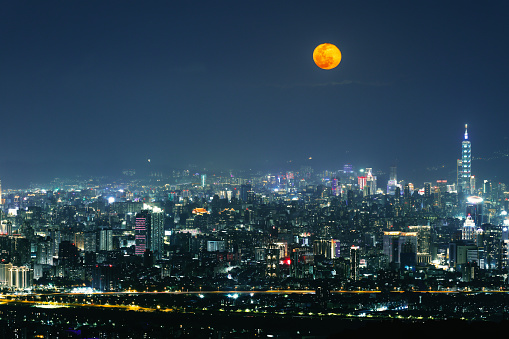 City night view of Taipei City, Taiwan
