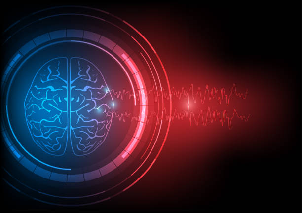 illustrazioni stock, clip art, cartoni animati e icone di tendenza di illustrazione vettoriale delle scariche anomale del cervello e dell'onda eeg epilettica - eeg