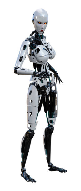 istock 3D illustration female robot on white 1300131116