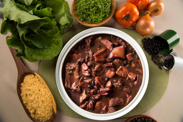 istock Brazilian Feijoada Food. Top view with copy space. 1300131124