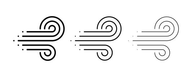 Wind set icon of different thickness. Wind icon vector. Wind cloudy logo illustration. Modern simple line art design on white background. mistral wind stock illustrations