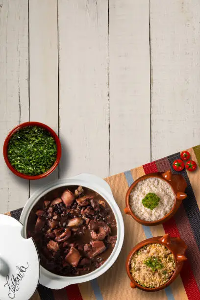 Brazilian Feijoada Food. Top view