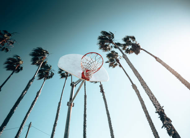 istock low angle view the basketball hoop 1300133144