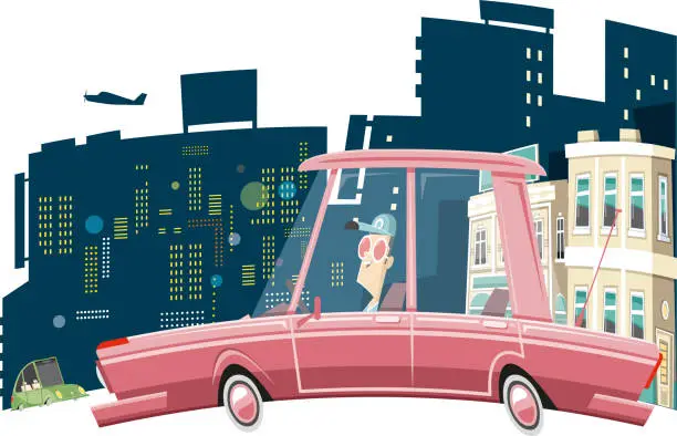 Vector illustration of Car and city