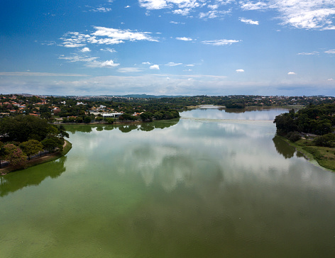 Belo Horizonte, Minas Gerais, Brazil. Aerial View of Pampulha Lake