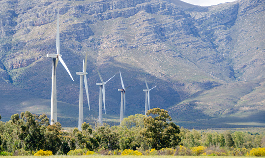 27.09.2020 - Western Cape Wind Turbine in the wine lands of the Western Cape