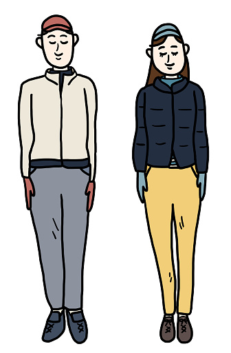 Men and women in golf wear winter outfits