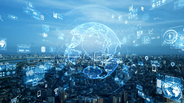 istock Global communication network concept. Worldwide business. IoT (Internet of Things) . 1300138275